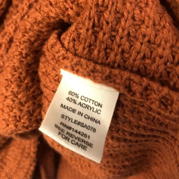 moon and madison size large chunky knit weather rusty orange twist front boho - Picture 2 of 7
